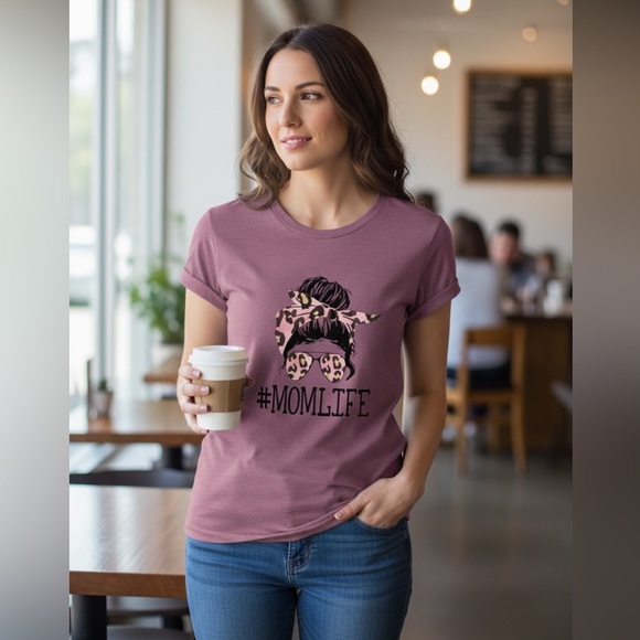 NEW•L•”MOMLIFE” LITTLE BIT OF SHADE & LEOPARD TOP - Picture 2 of 12